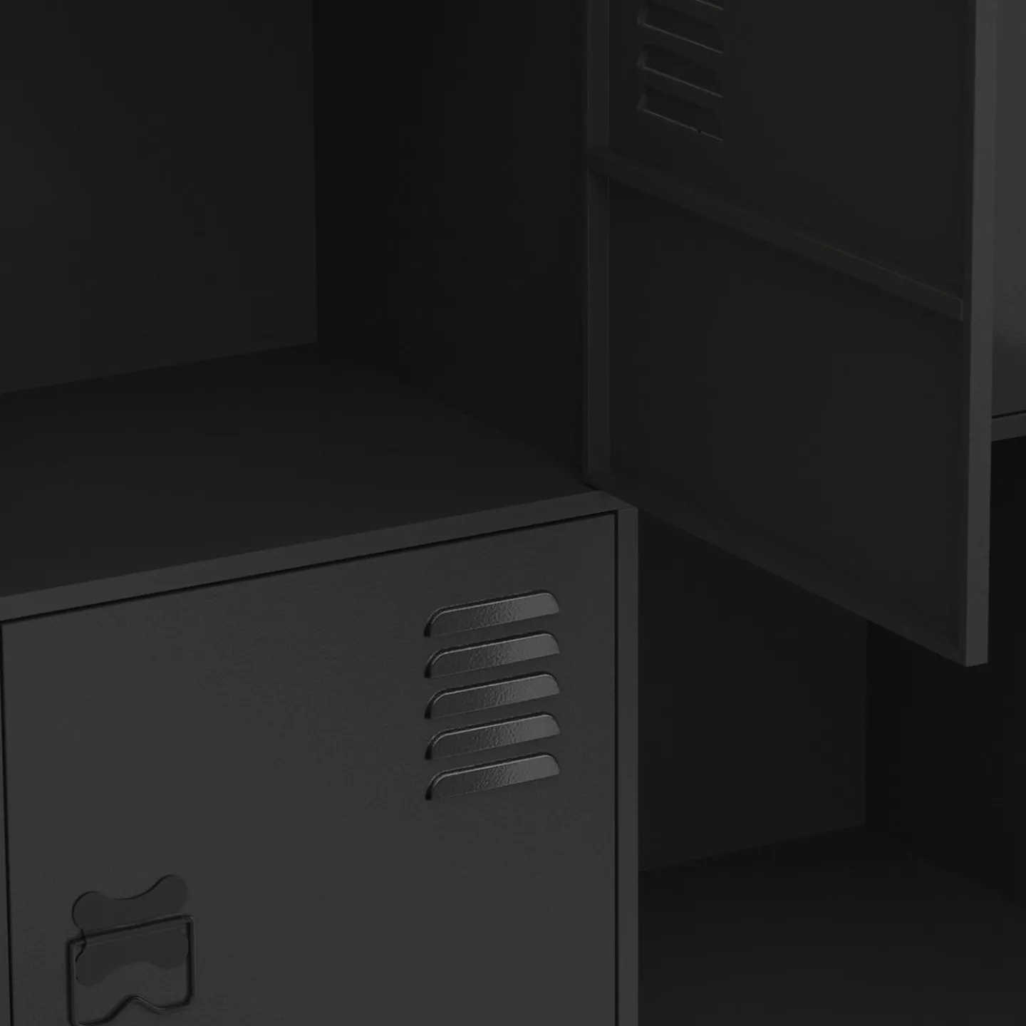 Buffet d'appoint casier 70 cm 4 portes en métal noir plateau bois design industriel*IDMarket