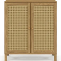 Buffet d'appoint vintage 70 cm 2 portes effet cannage*IDMarket Clearance