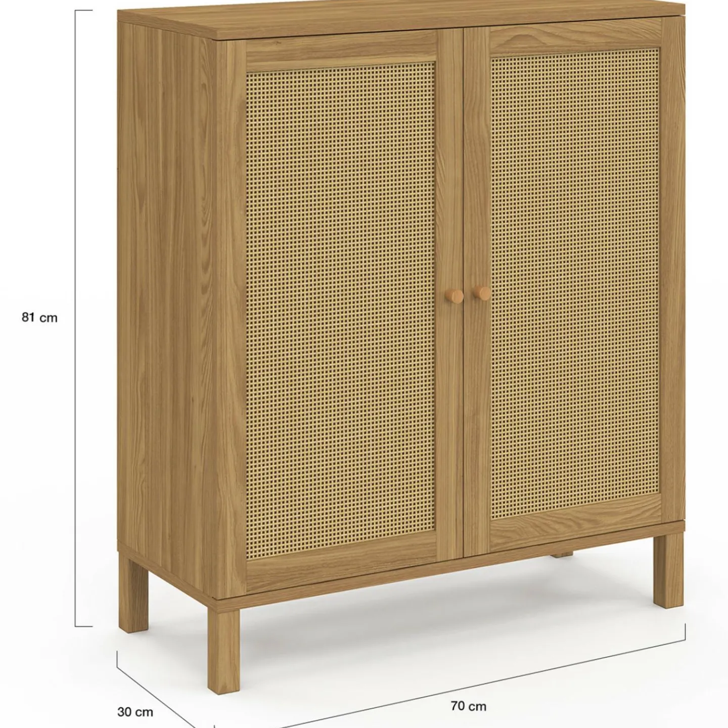 Buffet d'appoint vintage 70 cm 2 portes effet cannage*IDMarket Clearance