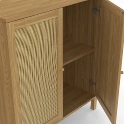 Buffet d'appoint vintage 70 cm 2 portes effet cannage*IDMarket Clearance