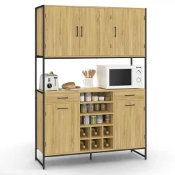 Buffet de cuisine 5 portes et range-bouteilles design industriel 120 cm*IDMarket Clearance