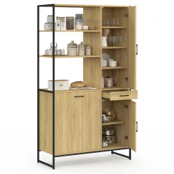 Buffet de cuisine avec colonne de rangement 3 portes design industriel*IDMarket Best