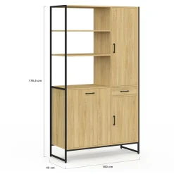 Buffet de cuisine avec colonne de rangement 3 portes design industriel*IDMarket Best