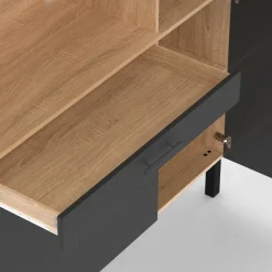 Buffet de cuisine avec rangement 120 cm façon hêtre et noir*IDMarket Hot