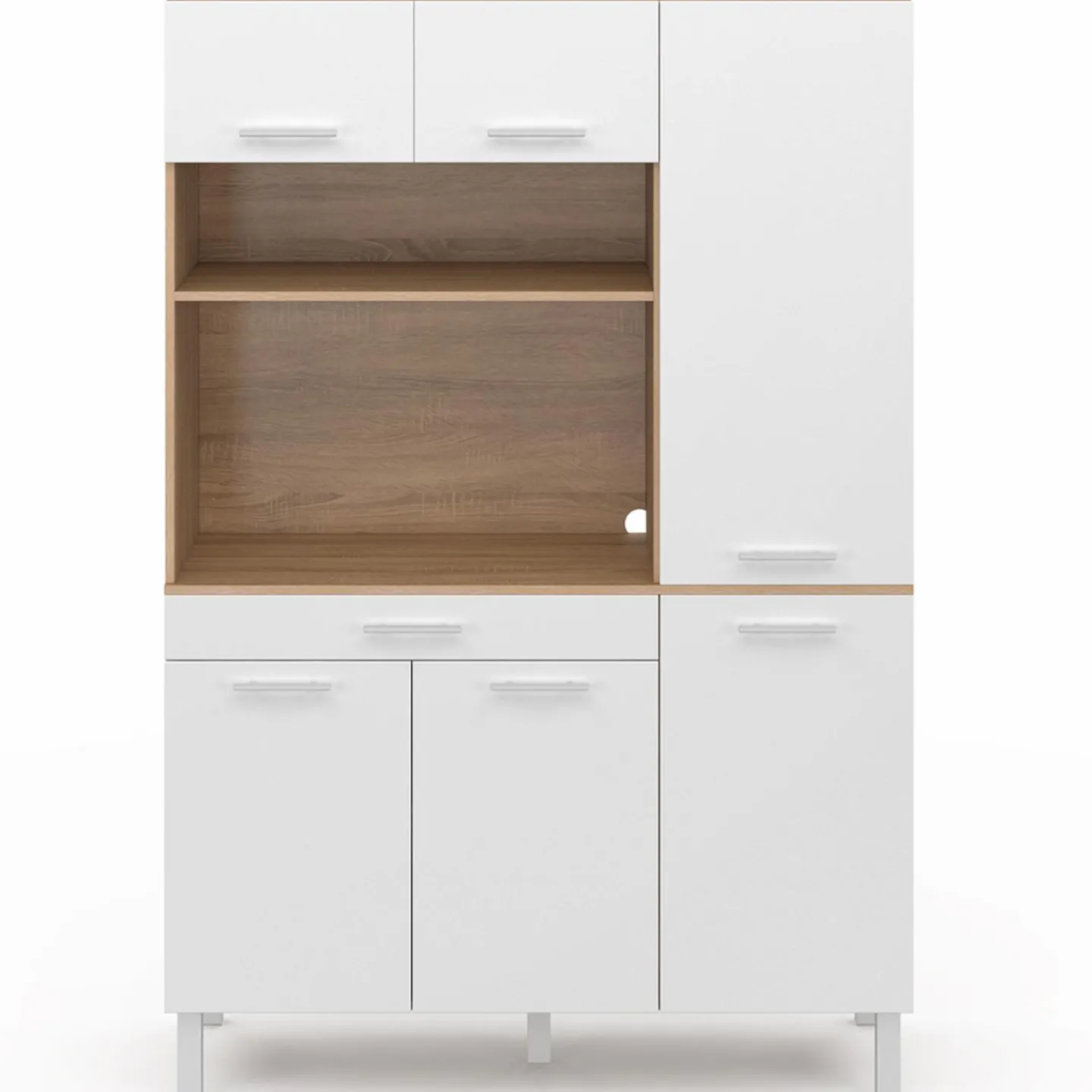 Buffet de cuisine blanc et façon hêtre avec 6 portes + tiroir*IDMarket Clearance