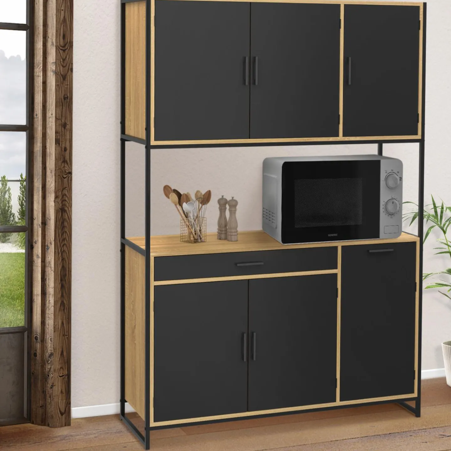 Buffet de cuisine industriel 120 cm avec 6 portes*IDMarket Best