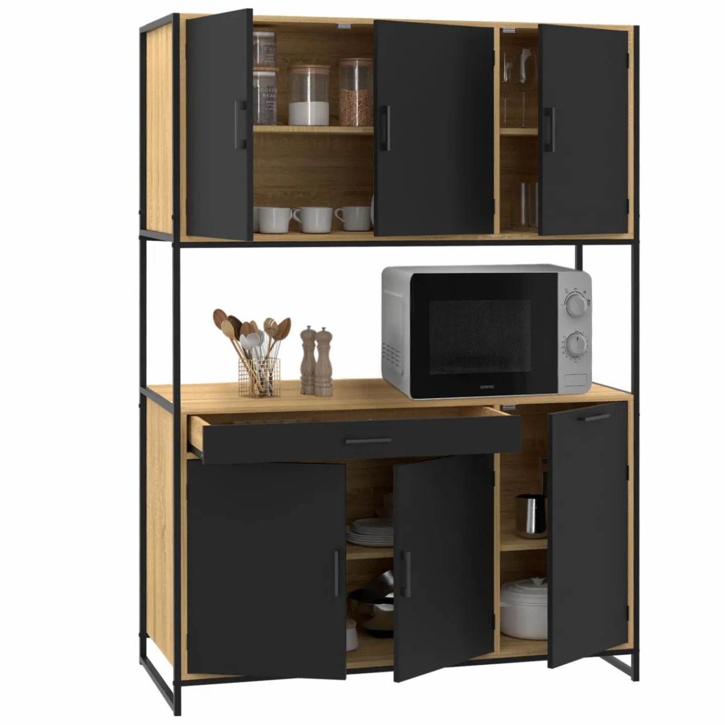 Buffet de cuisine industriel 120 cm avec 6 portes*IDMarket Best