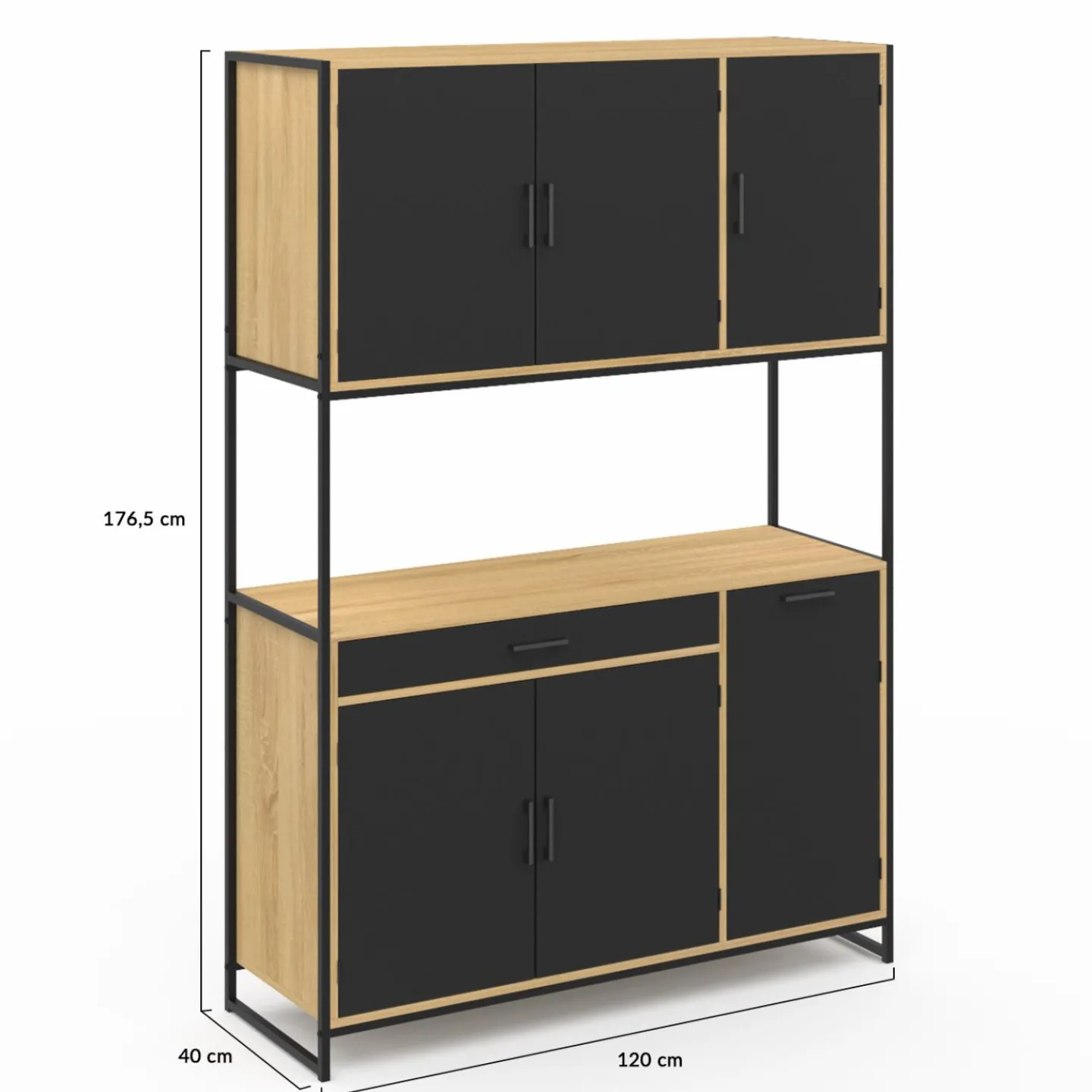 Buffet de cuisine industriel 120 cm avec 6 portes*IDMarket Best