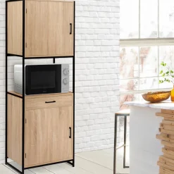 Buffet de cuisine industriel bois et métal 60 cm*IDMarket Online
