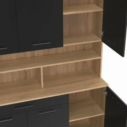 Buffet de cuisine noir et bois 120 cm*IDMarket Discount
