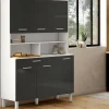 Buffet de cuisine vaisselier gris et blanc 120 cm*IDMarket Online