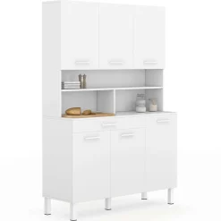 Buffet de cuisine vaisselier blanc brillant 120 cm*IDMarket Outlet