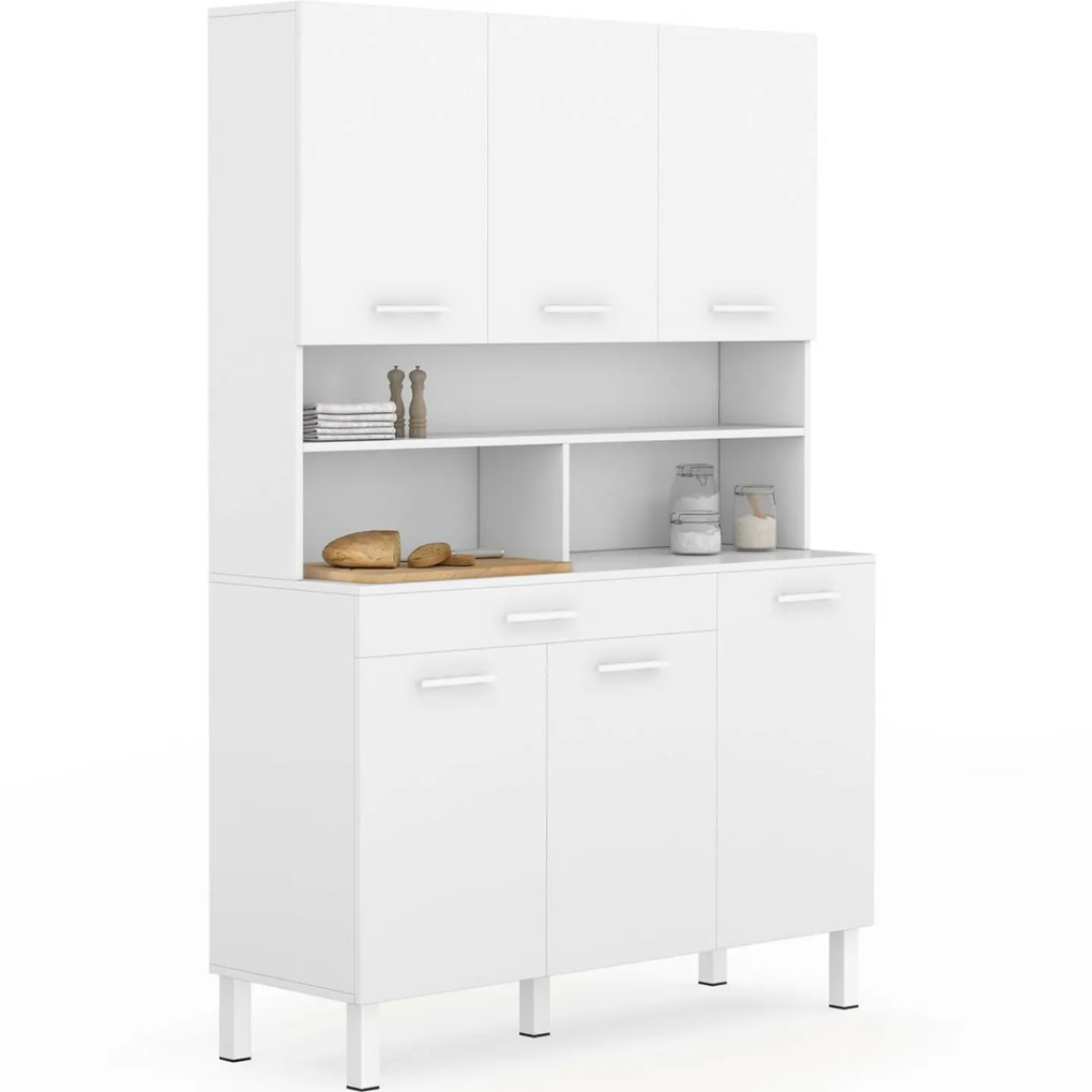 Buffet de cuisine vaisselier blanc brillant 120 cm*IDMarket Outlet