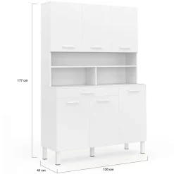 Buffet de cuisine vaisselier blanc brillant 120 cm*IDMarket Outlet
