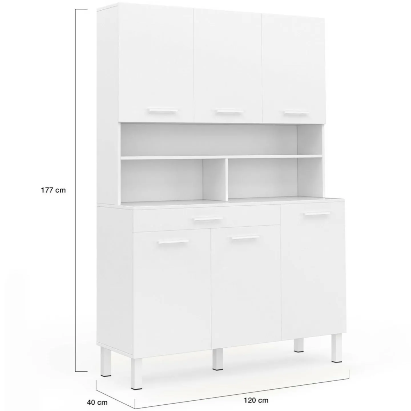Buffet de cuisine vaisselier blanc brillant 120 cm*IDMarket Outlet