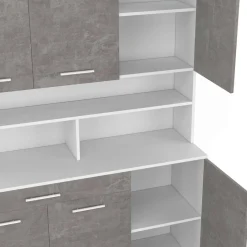 Buffet de cuisine vaisselier effet béton et blanc 120 cm*IDMarket New