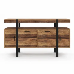 Buffet de salon industriel 4 portes bois et noir*IDMarket Discount