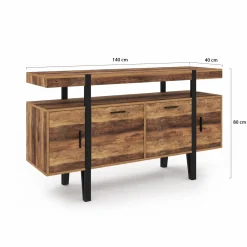 Buffet de salon industriel 4 portes bois et noir*IDMarket Discount