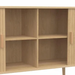 Buffet en bois 140 cm effet lattes avec 2 portes coulissantes*IDMarket Clearance