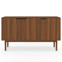 Buffet en bois 140 cm vintage avec 3 portes effet noyer*IDMarket