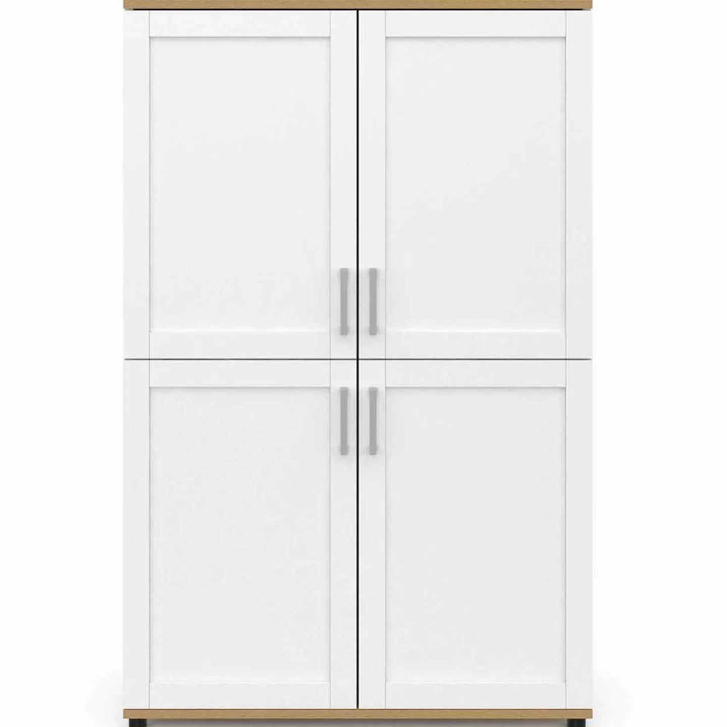 Buffet haut blanc et bois avec 4 portes 125 cm*IDMarket Sale