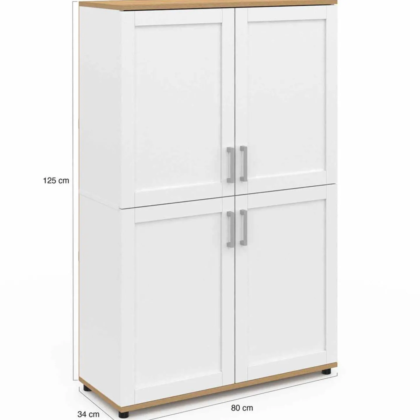 Buffet haut blanc et bois avec 4 portes 125 cm*IDMarket Sale