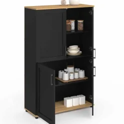 Buffet haut noir et bois avec 4 portes 125 cm*IDMarket Best