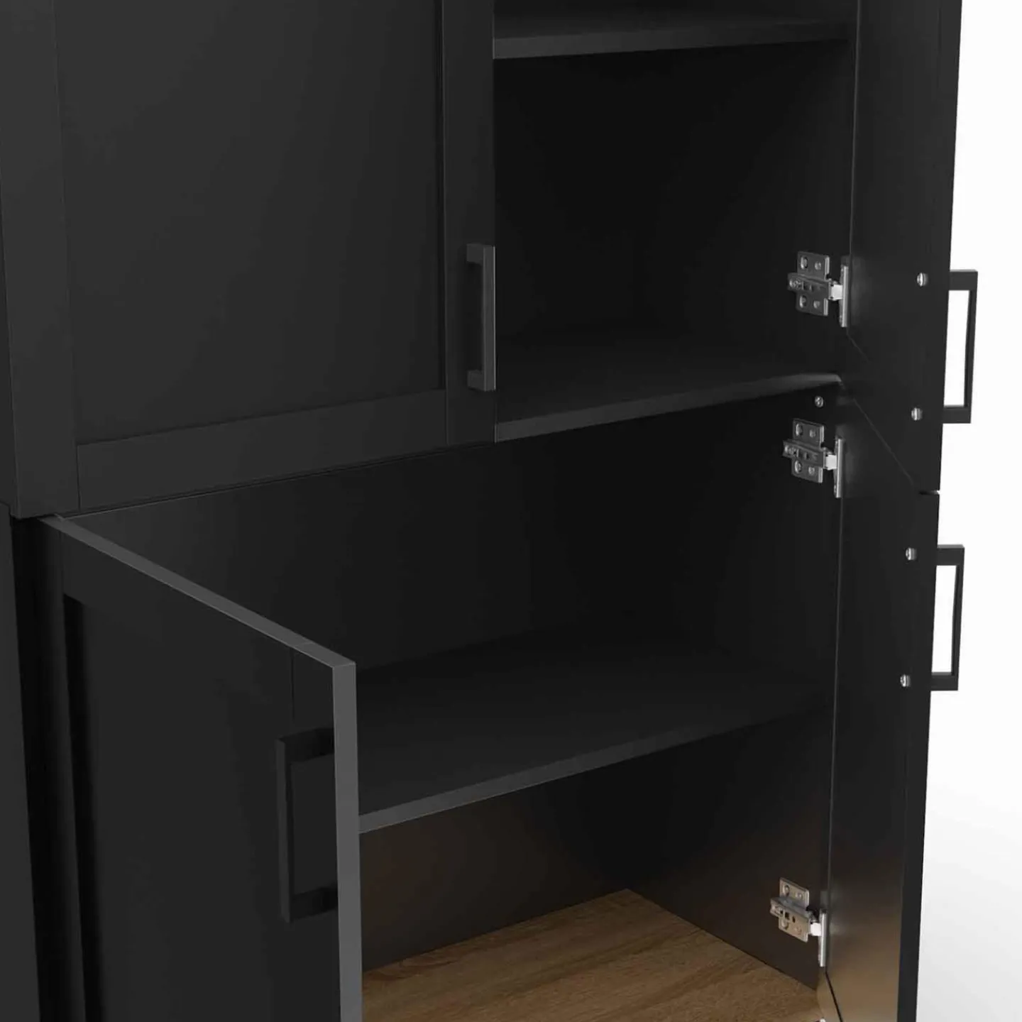 Buffet haut noir et bois avec 4 portes 125 cm*IDMarket Best