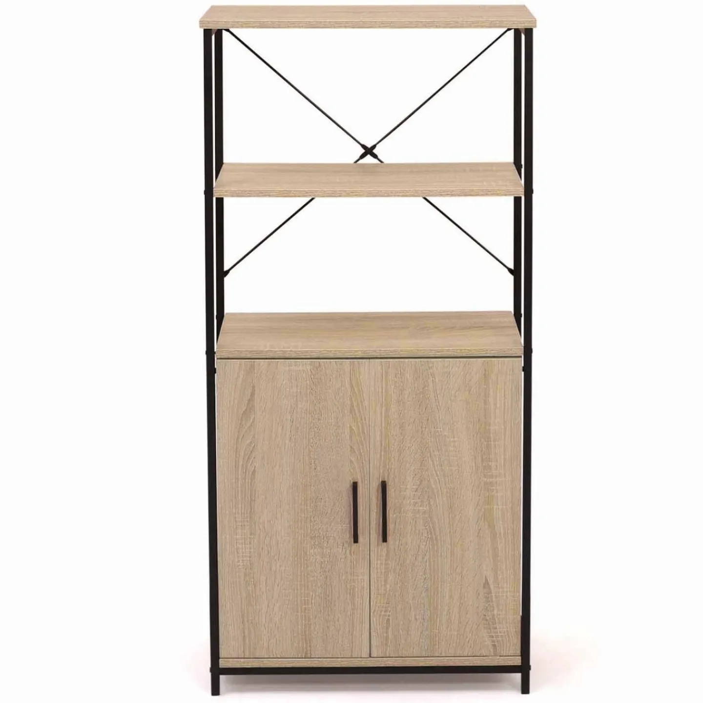 Buffet haut style industriel 2 portes avec étagères*IDMarket