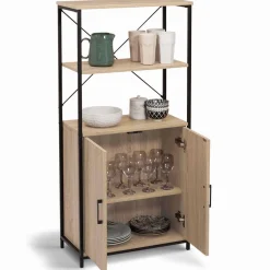 Buffet haut style industriel 2 portes avec étagères*IDMarket