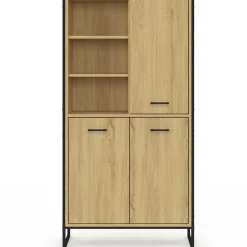 Buffet haut style industriel 160 cm bois et métal avec rangement*IDMarket Best