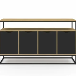 Buffet industriel avec 4 portes noires*IDMarket Hot