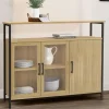 Buffet industriel avec 2 portes vitrées et placards 100 cm*IDMarket Outlet