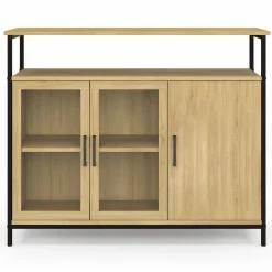 Buffet industriel avec 2 portes vitrées et placards 100 cm*IDMarket Outlet