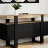 Buffet noir avec plateau bois 140 cm 4 portes*IDMarket Outlet