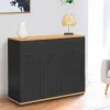 Buffet noir et bois 3 portes et 1 tiroir*IDMarket Best