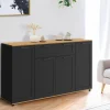 Buffet noir et bois 4 portes 1 tiroir*IDMarket Clearance