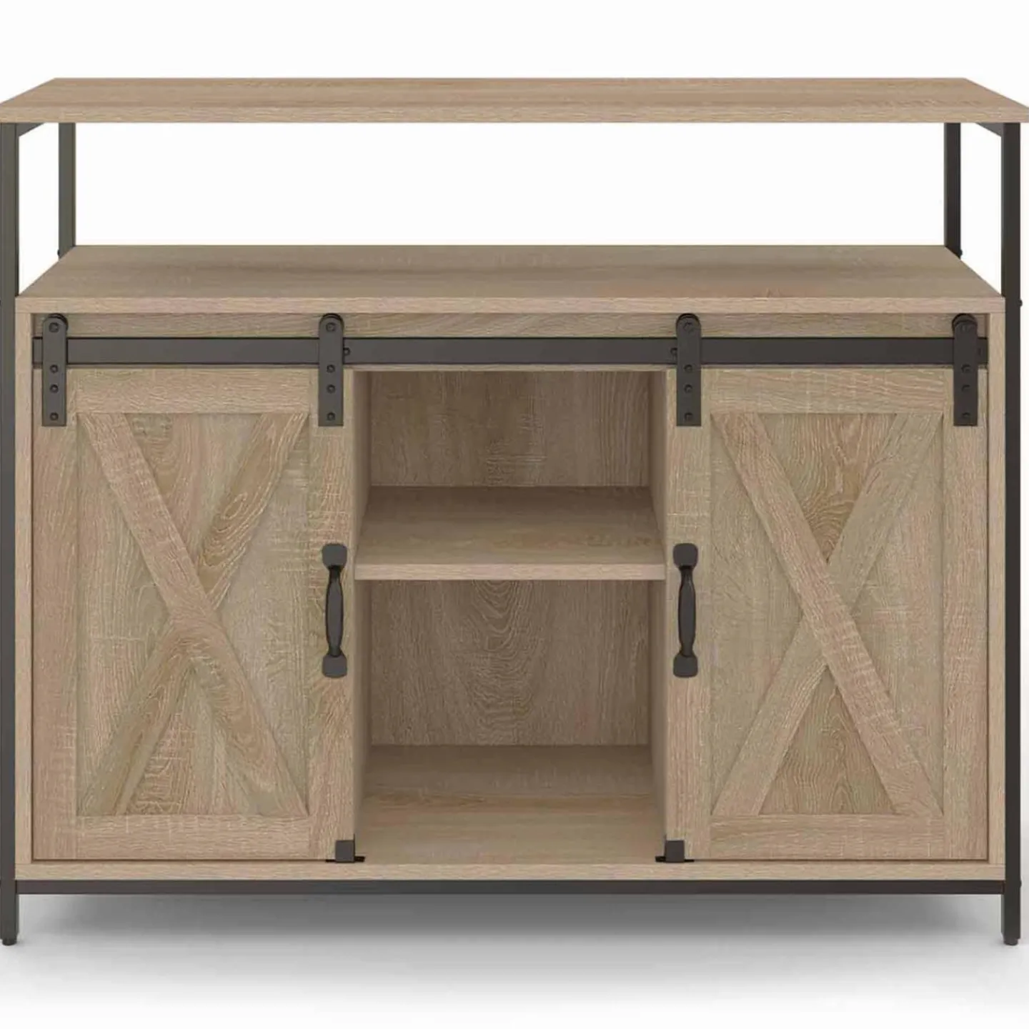 Buffet portes coulissantes grange bois clair effet vieilli*IDMarket Sale
