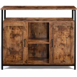 Buffet style industriel 2 portes effet bois vieilli 100 cm*IDMarket Discount