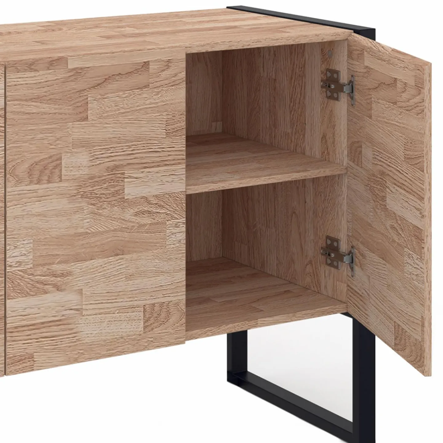 Buffet style industriel 3 portes bois et noir surélevé*IDMarket Discount