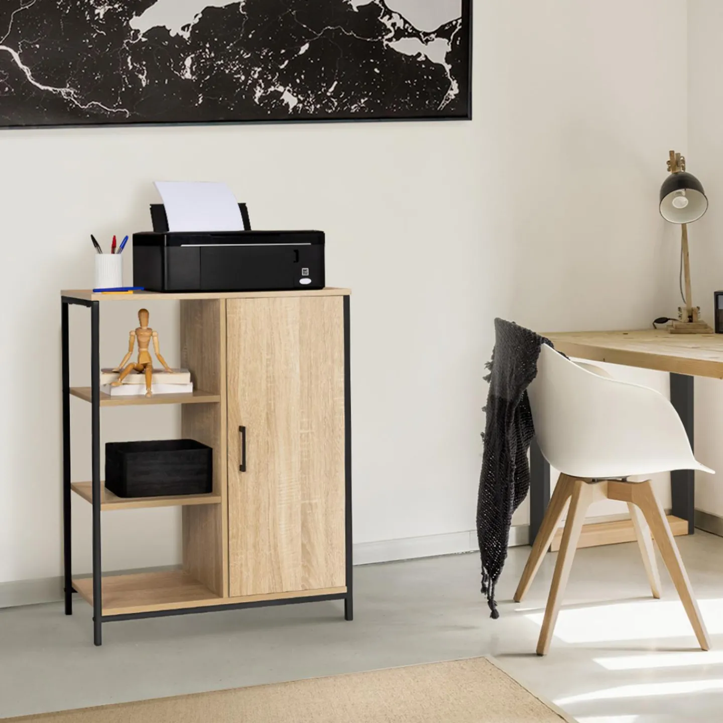 Buffet style industriel avec étagères et placard*IDMarket Hot