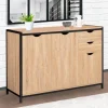 Buffet style industriel bois et métal noir 110 cm*IDMarket Discount