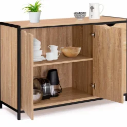 Buffet style industriel bois et métal noir 110 cm*IDMarket Discount