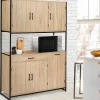 Buffet vaisselier industriel 120 cm 6 portes 1 tiroir*IDMarket Hot