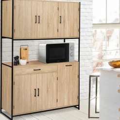Buffet vaisselier industriel 120 cm 6 portes 1 tiroir*IDMarket Hot