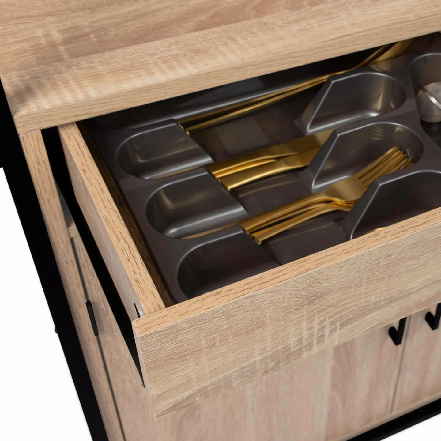 Buffet vaisselier industriel 80 cm 4 portes 1 tiroir*IDMarket Discount