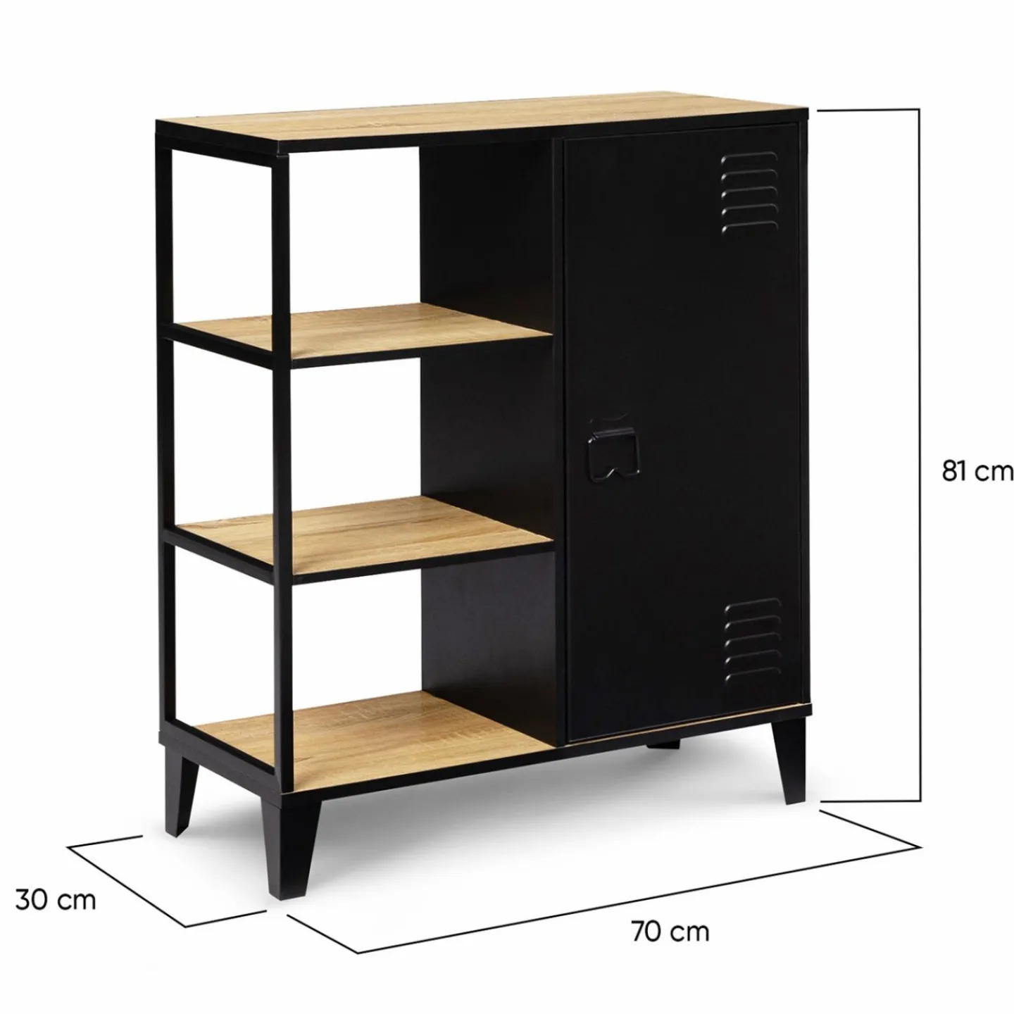 Buffet vestiaire métallique noir et plateaux bois*IDMarket