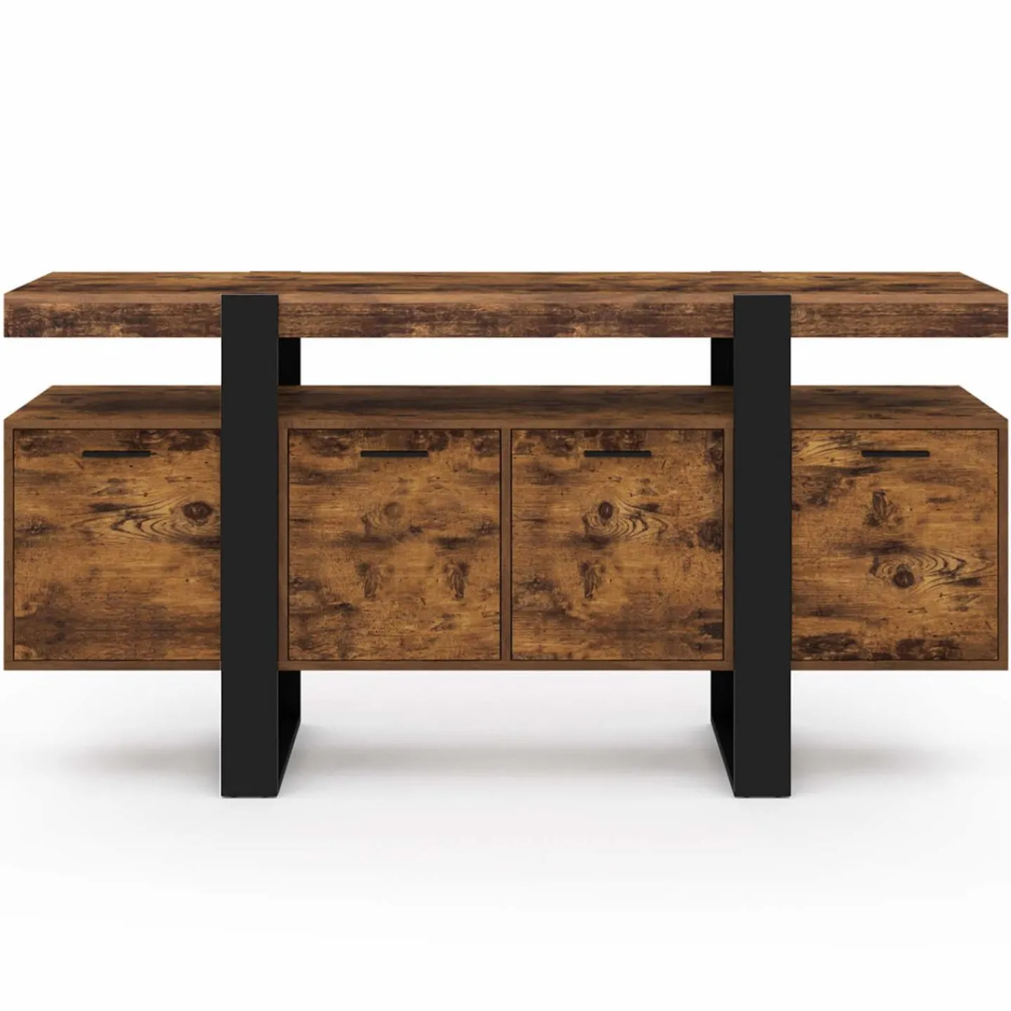 Buffet XXL 4 portes bois effet vieilli et noir 160 cm*IDMarket Sale