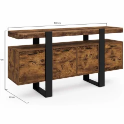 Buffet XXL 4 portes bois effet vieilli et noir 160 cm*IDMarket Sale