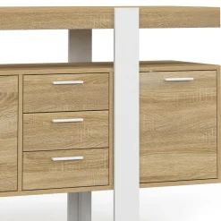 Buffet XXL bois et blanc industriel 180 cm 4 portes 3 tiroirs*IDMarket New